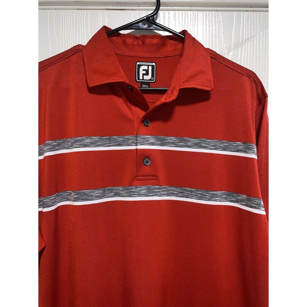 FJ Footjoy Polo Shirt Adult Large Athletic Fit Red‎ Retro